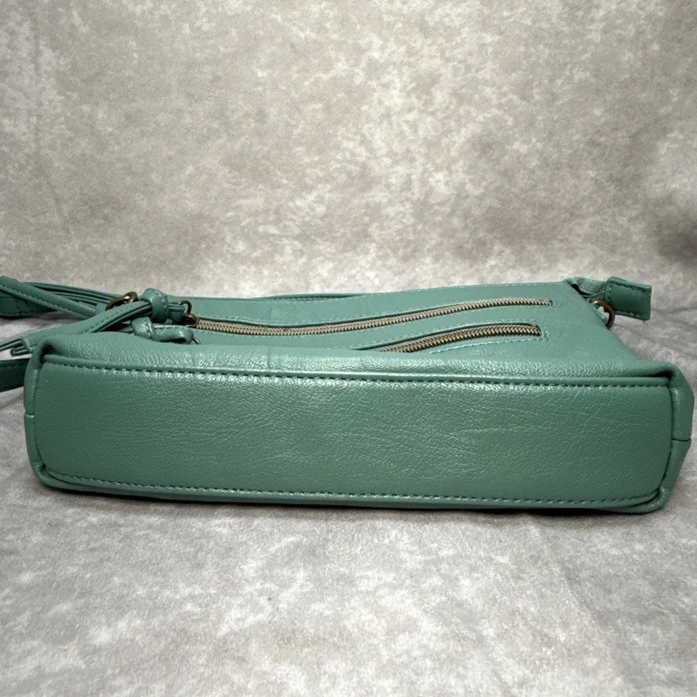 Stone Mountain USA Teal Real‎ Leather Crossbody Bag EUC